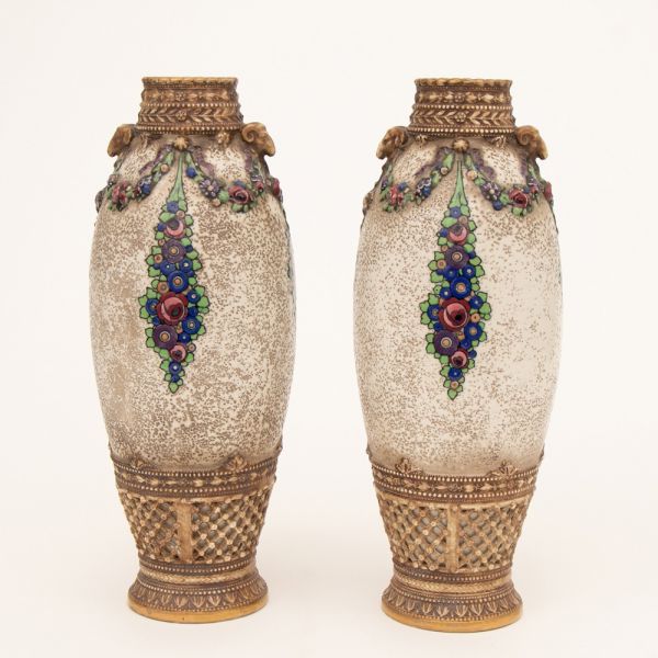 Pair of Austrian Secessionist Vases by Ernst Wahliss c.1920